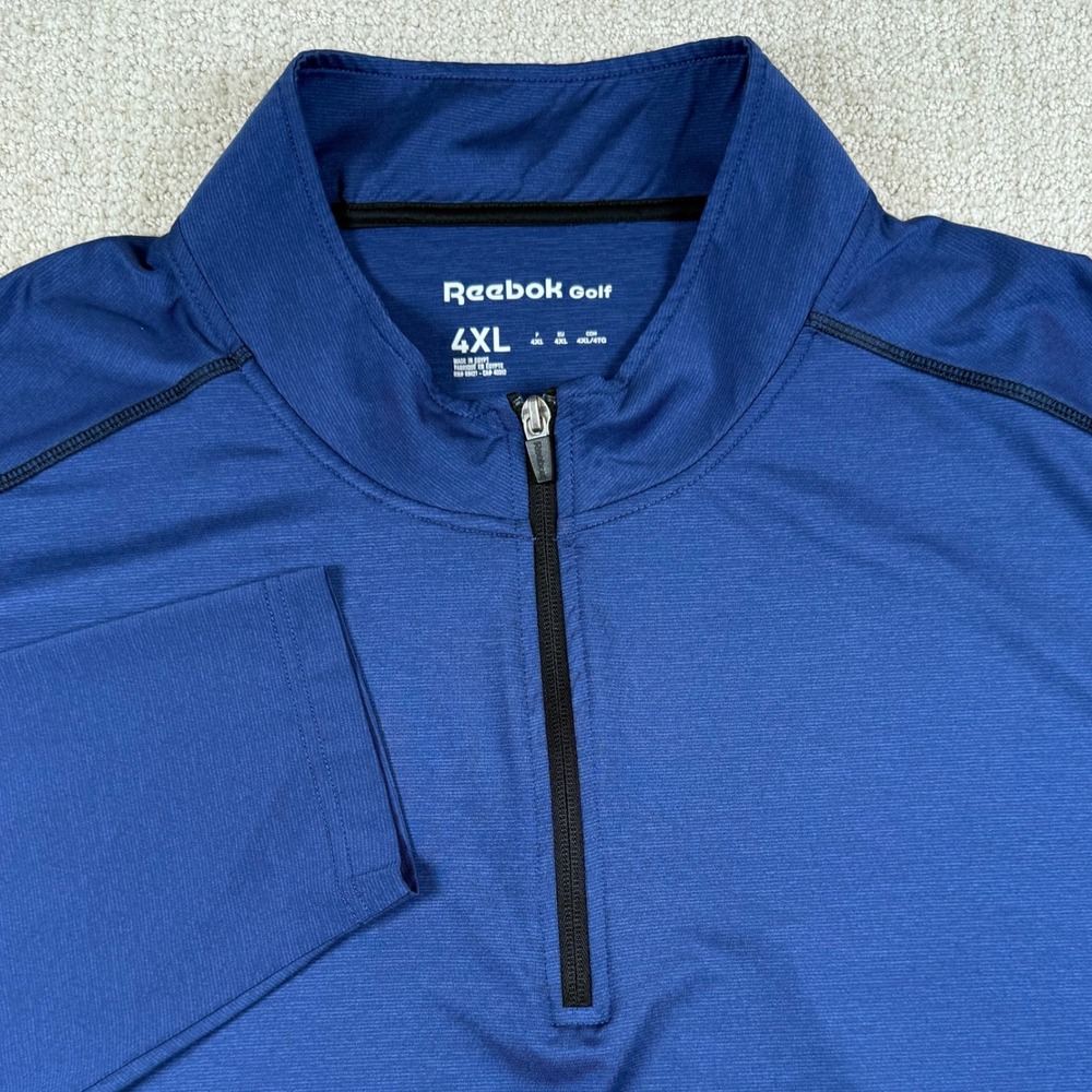 Reebok Golf Mens 4XL Blue Performance 1/4 Zip Stretch Long Sleeve Pullover